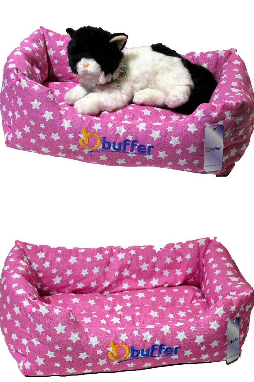 BUFFER® Elyaf Kaplamalı Yıldız Desenli Kedi Köpek Evcil Hayvan Yatağı