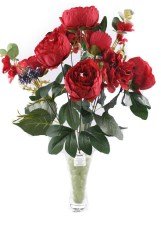 BUFFER® 11 Dallı 50 cm Kırmızı Renkli Gül Demeti Dekoratif Yapay Çiçek