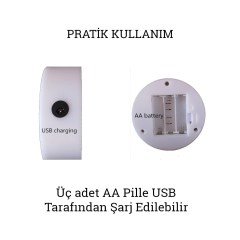 BUFFER® Pembe Kedi Neon Led Işıklı Usb Girişli Pilli Masa ve Gece Lambası