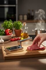 Paslanmaz Çelik Et Döveceği 1480 gr, Halkalı, Pirzola Demiri, Et Dövme Aparatı