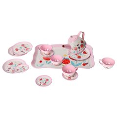 ATF-998A-998B 15 PARÇA ÇİÇEK DESENLİ METAL ÇAY SET