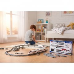 LE-2934A-11 Işıklı Oyuncak Tren Seti – 40 Parça, 308 cm Dayanıklı Raylı Hızlı Tren