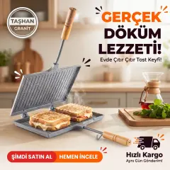 Taşhan İçi Granit El Tostu Ocak Üstü Tost Pişirme Tavası 23x17 cm TAŞ005