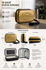 Gold İnsülin Hormon Taşıma Çantası, 25x15x10 cm, Neopren Dış Kaplama, İzotermik İç Yalıtım, 18 Saat