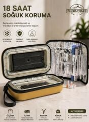 Gold İnsülin Hormon Taşıma Çantası, 25x15x10 cm, Neopren Dış Kaplama, İzotermik İç Yalıtım, 18 Saat