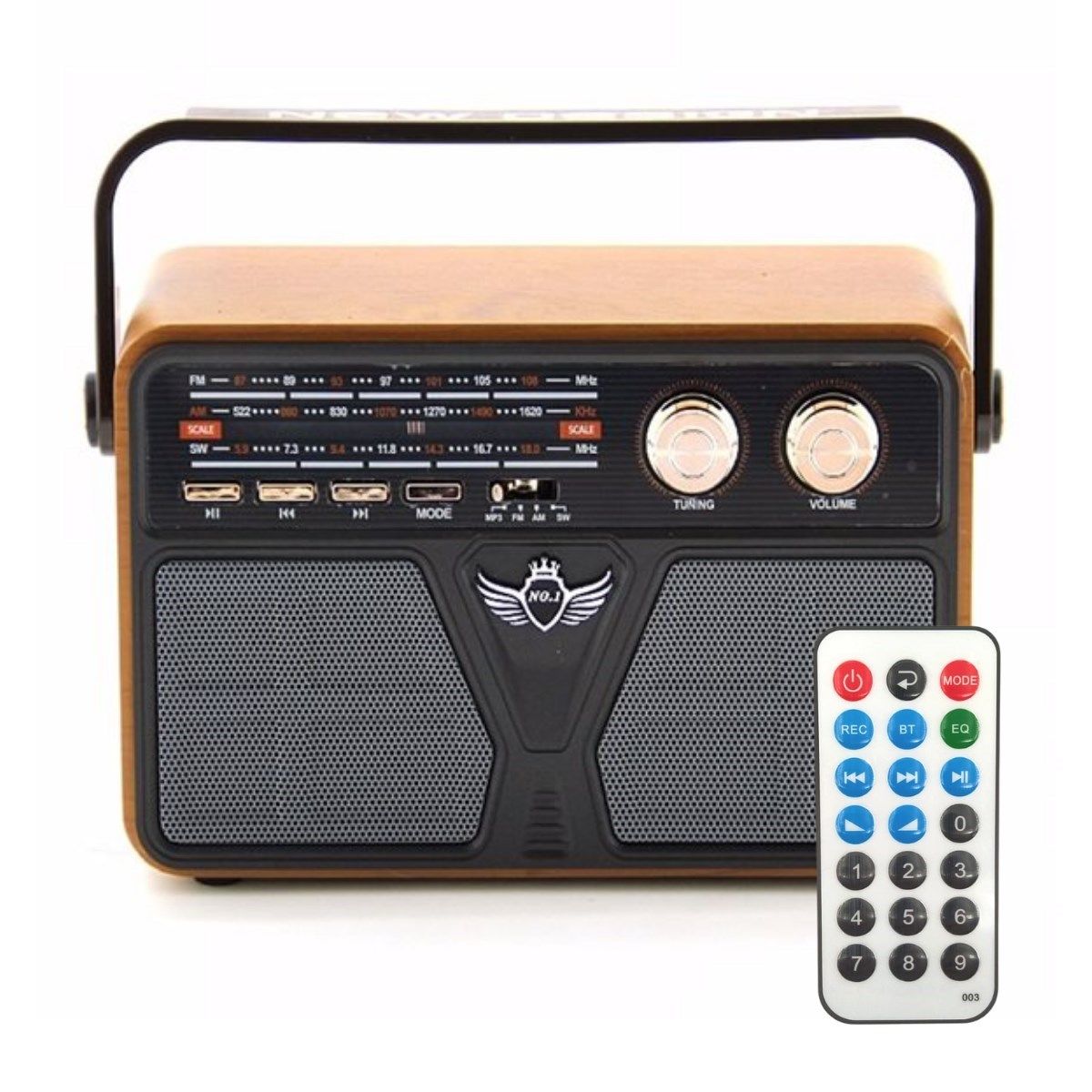 BUFFER® 507B Dekoratif Eskitme Nostalji Uzaktan Kumandalı Radyo Usb/Aux/Hafıza Kartı/Bluetooth/Şarjlı