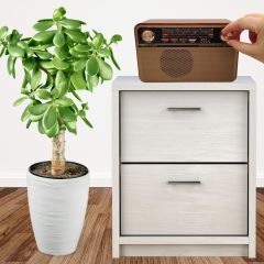 BUFFER® 505B Dekoratif Eskitme Nostalji Uzaktan Kumandalı Radyo Usb/Aux/Hafıza Kartı/Bluetooth/Şarjlı