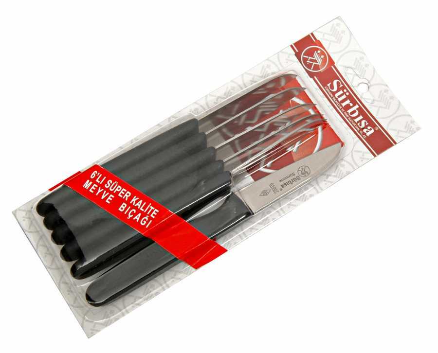 Sürbisa 61007 6'LI Meyve Bıçağı 7 cm (Renk Seçenekli) Siyah