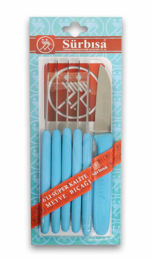 Sürbisa 61007 6'LI Meyve Bıçağı 7 cm (Renk Seçenekli) Turkuaz