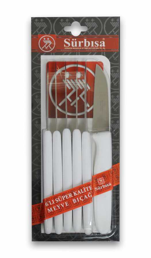 Sürbisa 61007 6'LI Meyve Bıçağı 7 cm (Renk Seçenekli) Beyaz