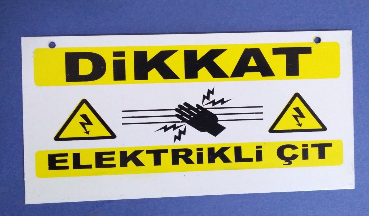Metal Uyarı Levhası (Reklamsız) Dikkat Elektrikli Çit