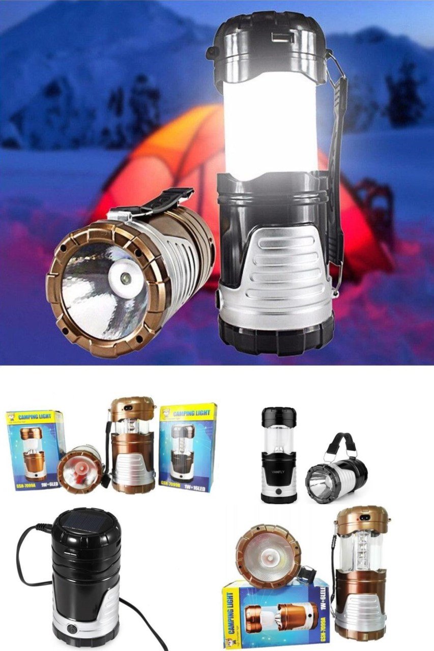 BUFFER® USB ve Solar Şarj Edilebilir Kamp Feneri Kamp Işık 12 LED Lamba