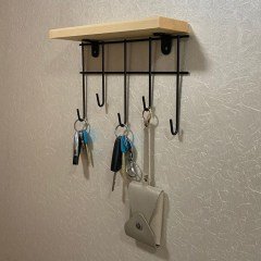 BUFFER® Çok Amaçlı Takı Mutfak Banyo Dekoratif Askılık Organizer Masif Ahşap Duvar Raf