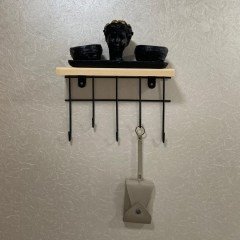 BUFFER® Çok Amaçlı Takı Mutfak Banyo Dekoratif Askılık Organizer Masif Ahşap Duvar Raf