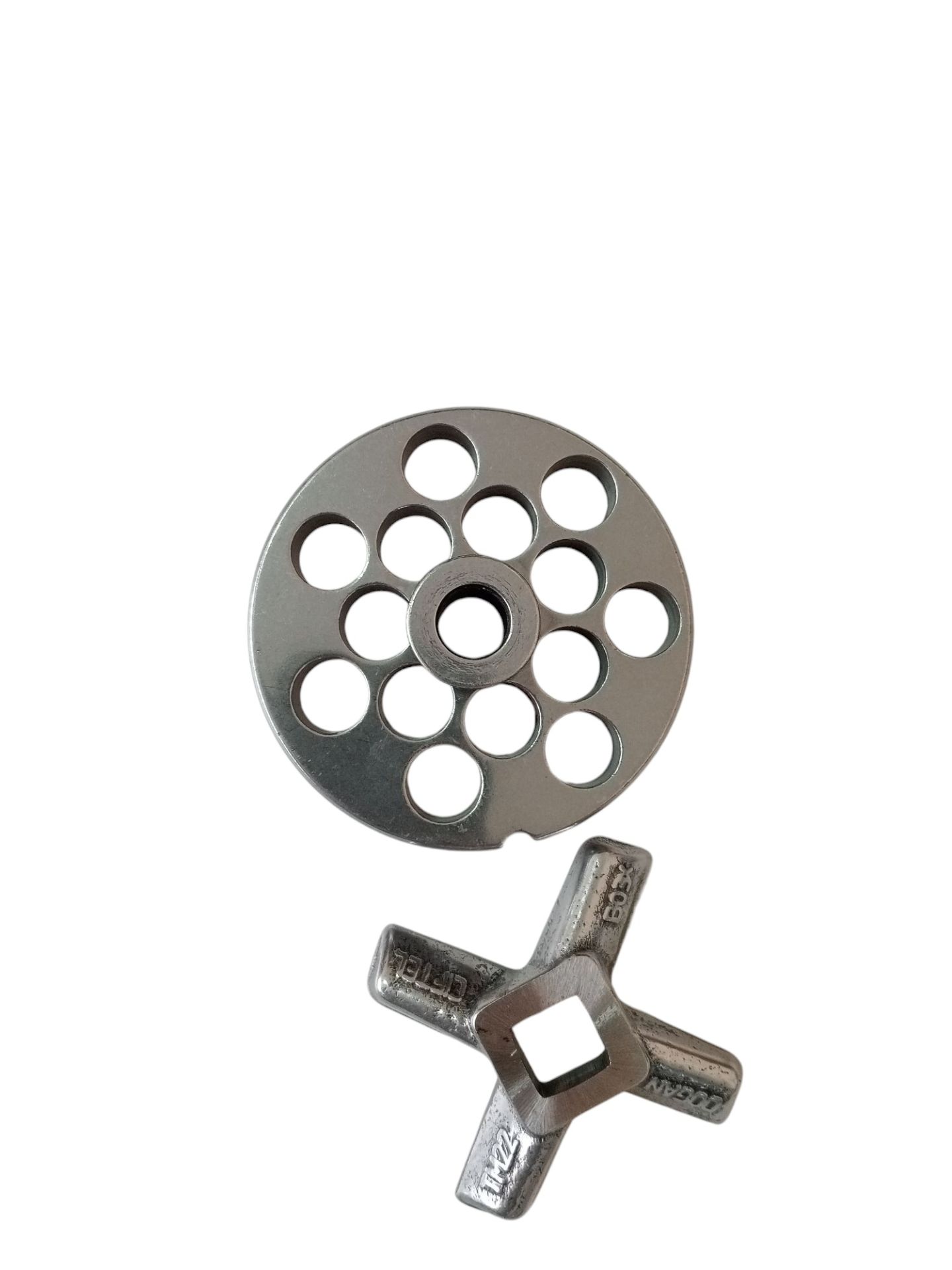 22 Numara 2'li Kıyma Makinesi Ayna ve Bıçak Seti Vardı 1050 Çelik