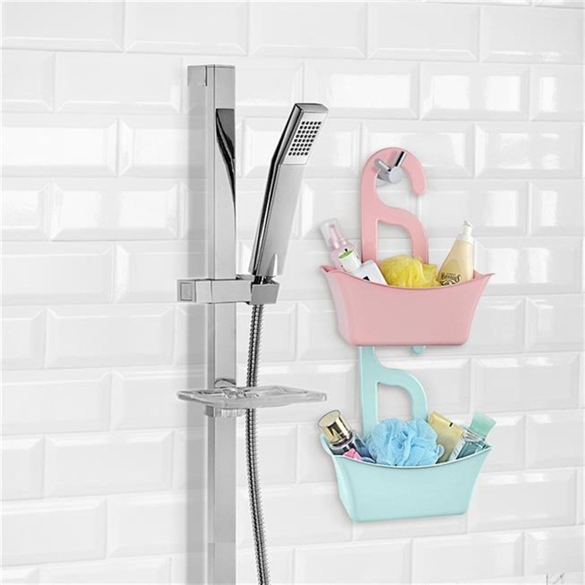 BUFFER® Banyo Sepeti Düzenleyici Delikli Plastik Şampuanlık Sabunluk
