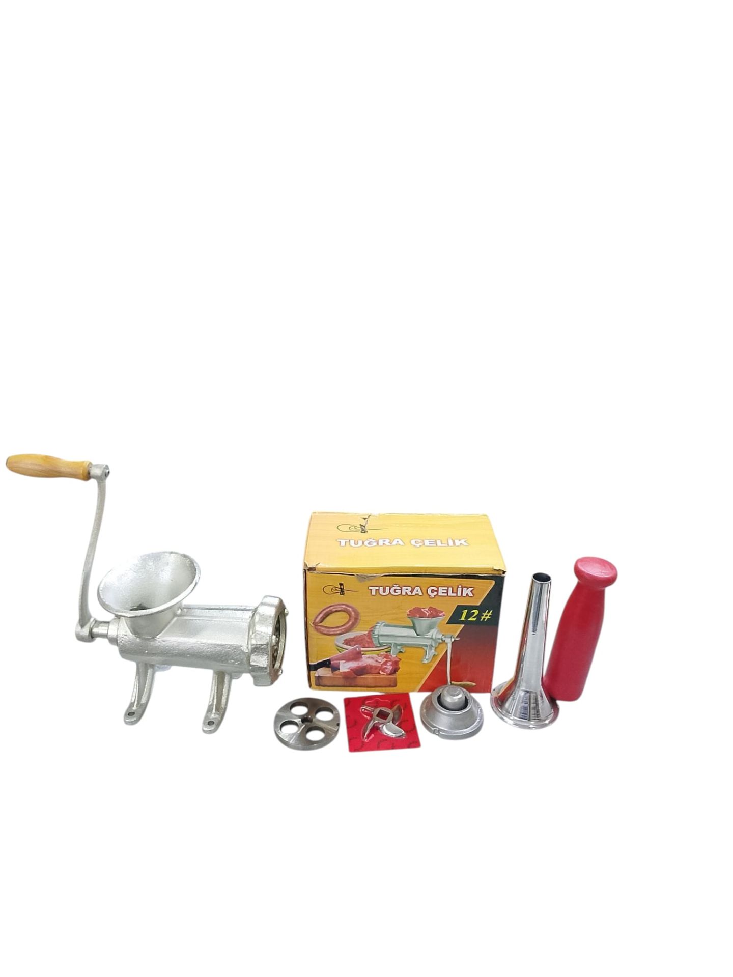 Paslanmaz Bıçaklı 12 lik Kıyma Makinesi Manuel (Tokmak,İçli Köfte,Sucuk Hunisi,Kuşbaşı Et Aynası)