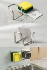 2'li İnox Paslanmaz Bulaşık Süngerliği ve Yapışkanlı Askı Aparatı