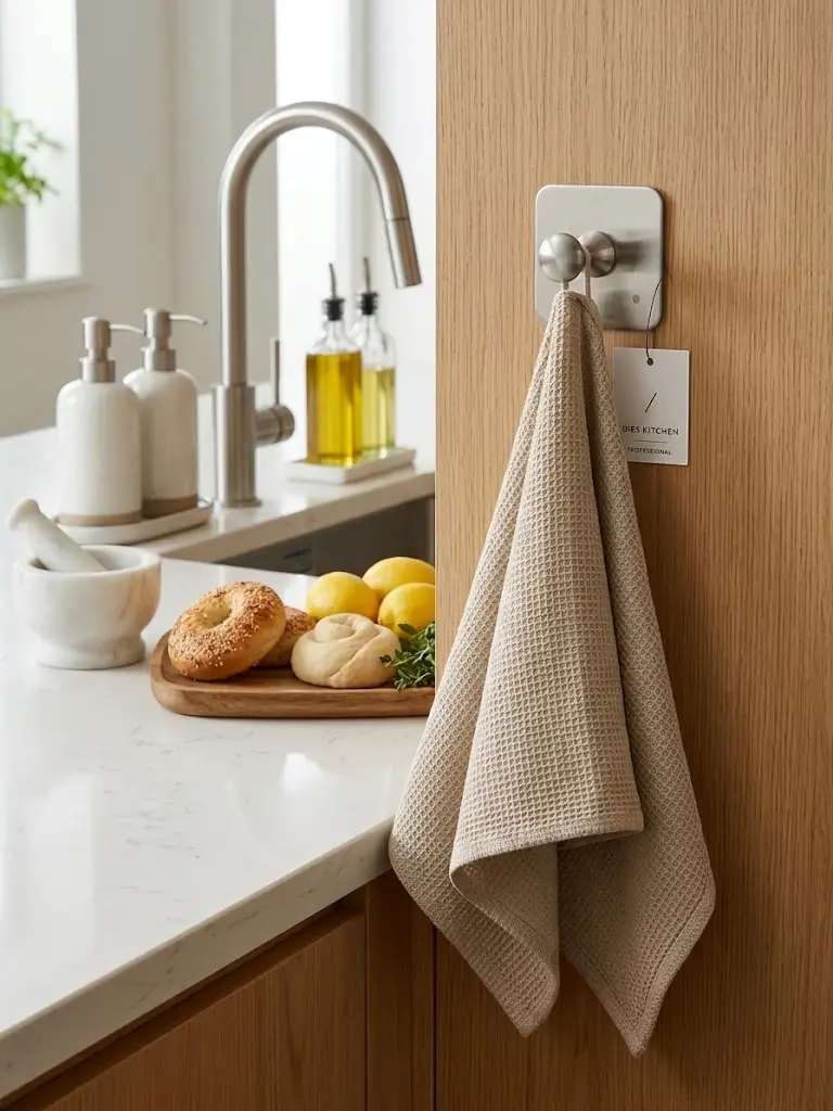 Kendinden Yapışkanlı Kare Metal Tekli Mutfak & Banyo Havlu Askısı