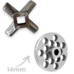 22 Numara 2'li Kıyma Makinesi Ayna ve Bıçak Seti Vardı 1050 Çelik 14mm