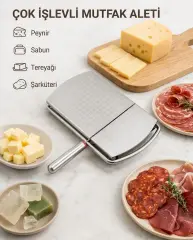 Russet Paslanmaz Çelik Bıçaklı Kalıp Peynir ve Tereyağı Dilimleme Aparatı – 12x22 cm Giyotin Dilimleyici (472 g)