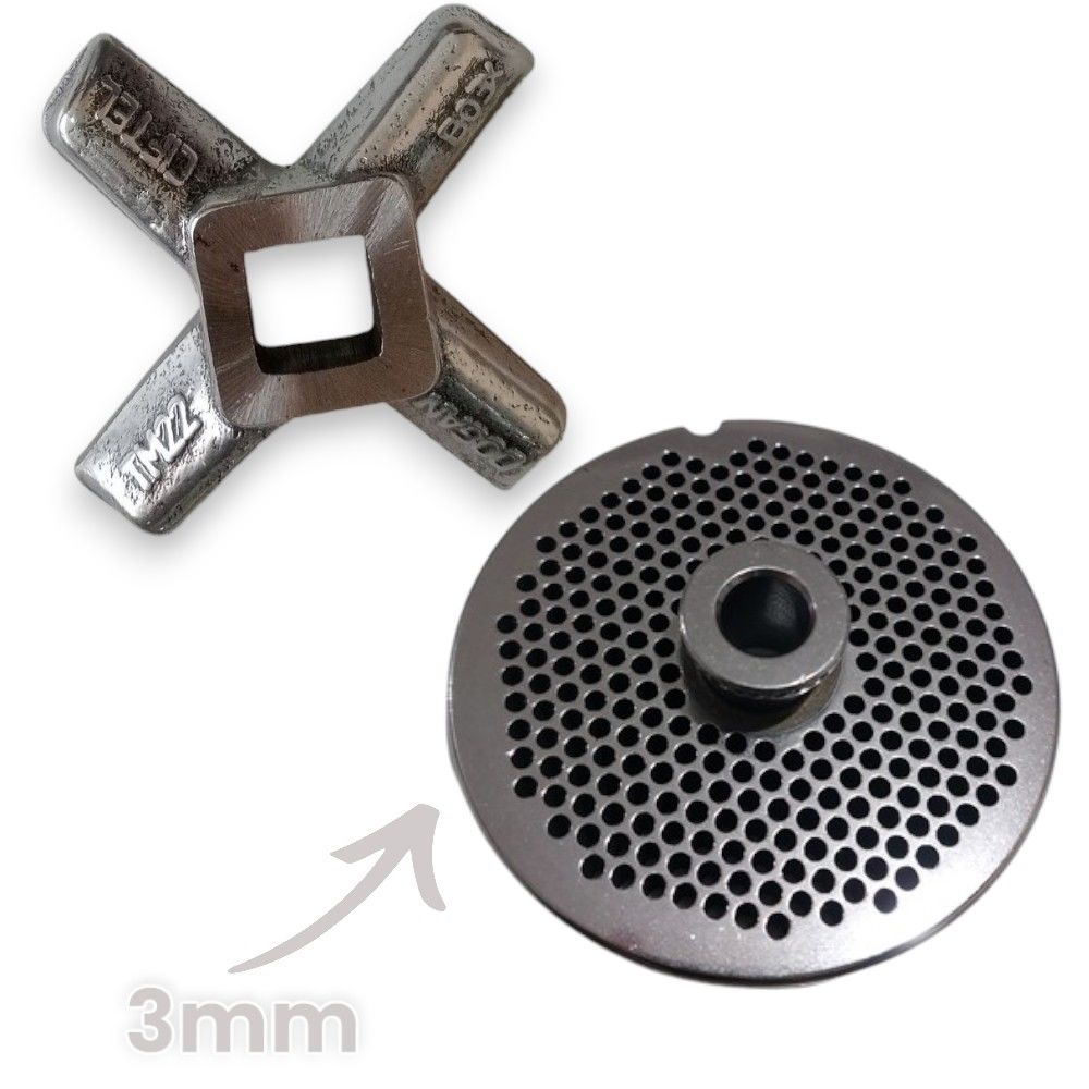 22 Numara 2'li Kıyma Makinesi Ayna ve Bıçak Seti Vardı 1050 Çelik 3mm