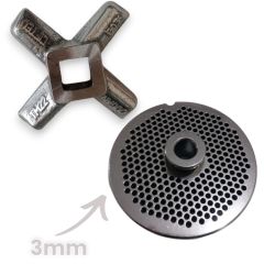 22 Numara 2'li Kıyma Makinesi Ayna ve Bıçak Seti Vardı 1050 Çelik 3mm