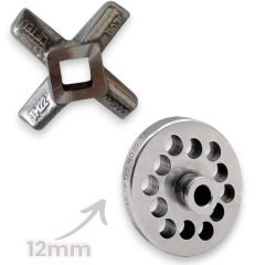 22 Numara 2'li Kıyma Makinesi Ayna ve Bıçak Seti Vardı 1050 Çelik 12mm