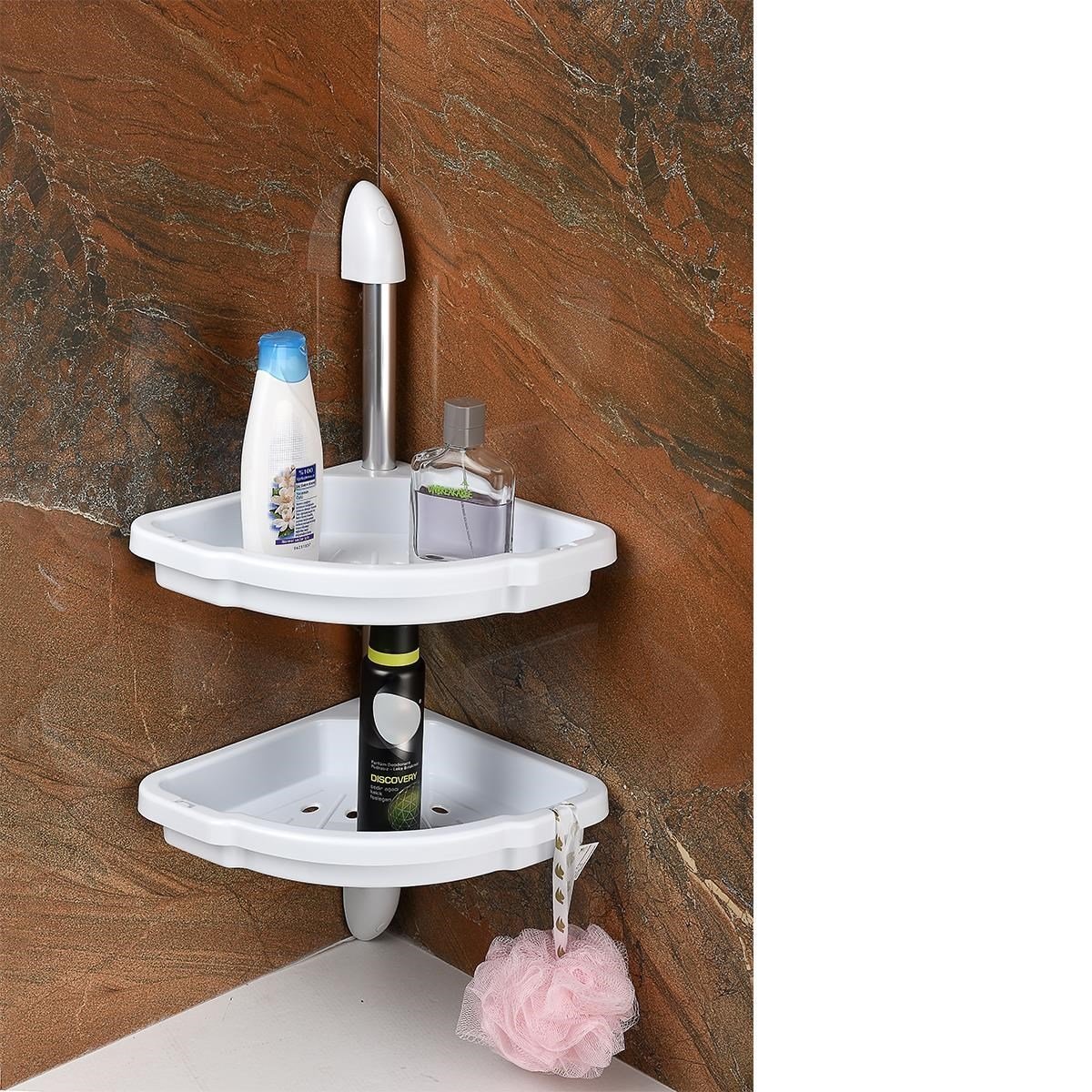 BUFFER® 2 Katlı Plastik Banyo Rafı Şampuanlık Sabunluk Banyo Düzenleyici