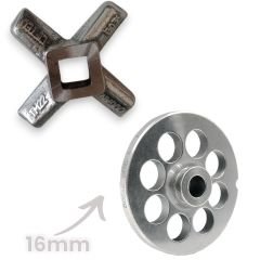 22 Numara 2'li Kıyma Makinesi Ayna ve Bıçak Seti Vardı 1050 Çelik 16mm