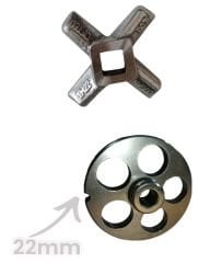 22 Numara 2'li Kıyma Makinesi Ayna ve Bıçak Seti Vardı 1050 Çelik 22mm