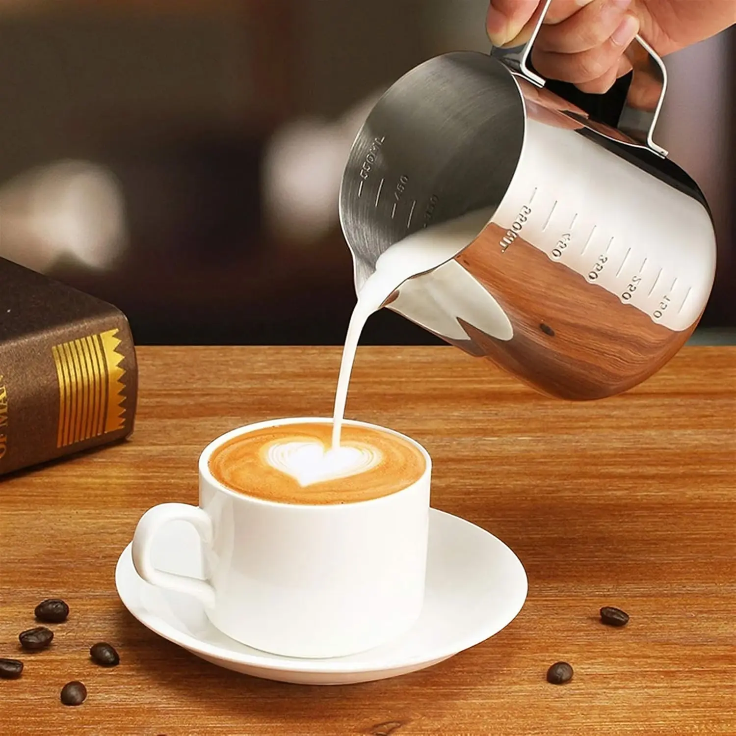 İçi Ölçekli Çelik Süt Karafı 900 ML & Buhar Potu - Profesyonel Pitcher