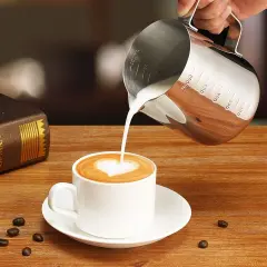 İçi Ölçekli Çelik Süt Karafı 900 ML & Buhar Potu - Profesyonel Pitcher