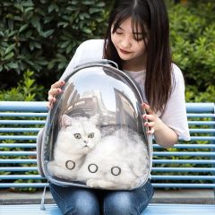 BUFFER® Şeffaf Astronot Kapsül Kedi Köpek Seyahat Yolculuk Fermuarlı Hava Alan Taşınabilir Sırt Çant