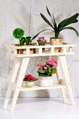 BUFFER® Beşik Sehpa Çiçeklik (Beyaz)