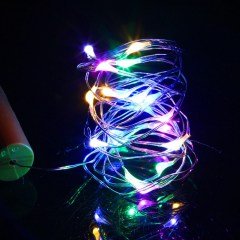 BUFFER® Şişe Mantar Tıpa Şeklinde 2 Metre İnce Tel Pilli RGB Peri Led