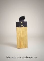 Masif Kütüklük, Kasap Ahşap Bıçak Kütüklüğü Bel Tipi, Kurban Bıçağı Koruma Kabı 4 Gözlü