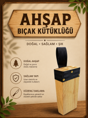 Masif Kütüklük, Kasap Ahşap Bıçak Kütüklüğü Bel Tipi, Kurban Bıçağı Koruma Kabı 4 Gözlü