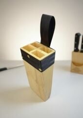 Masif Kütüklük, Kasap Ahşap Bıçak Kütüklüğü Bel Tipi, Kurban Bıçağı Koruma Kabı 4 Gözlü