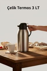 Remetta Çelik Çay Termosu 3 Litre Çift Katlı Yalıtım 304 Paslanmaz