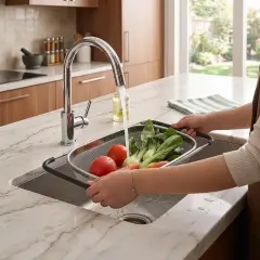 Ayarlanabilir Lavabo Süzgeci Evye İçi 304 Paslanmaz Çelik Kevgir Örgü Tel