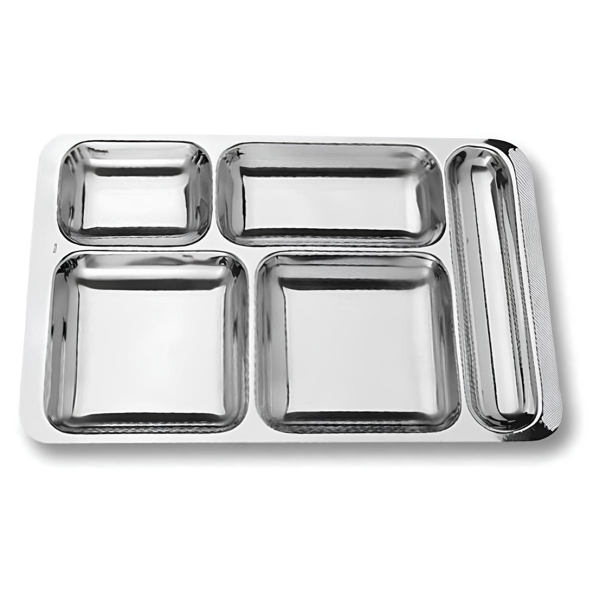 Abant Metal Yemek Tepsisi 4 Gözlü Tabuldot Tepsisi Paslanmaz
