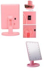 BUFFER® 22 Ledli 360 Derece Dönebilen Makyaj Aynası (Pembe)