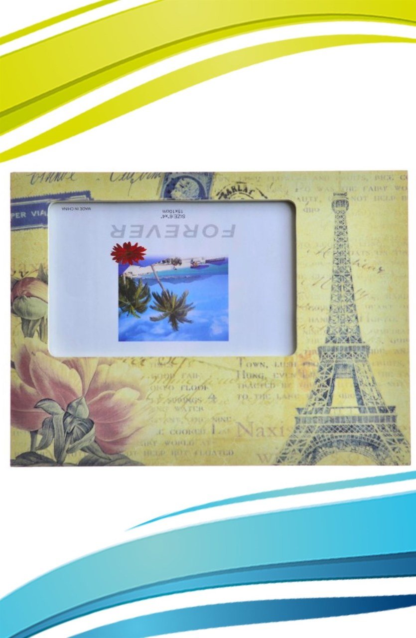 BUFFER® Decotown Eyfel Kulesi Motifli Ahşap Fotoğraf Çerçevesi Standı