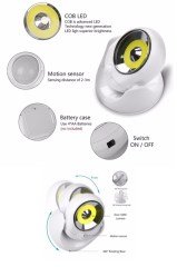 BUFFER® 360 Derece Dönebilen Sensörlü Akıllı Pilli Led Lamba Aydınlatma