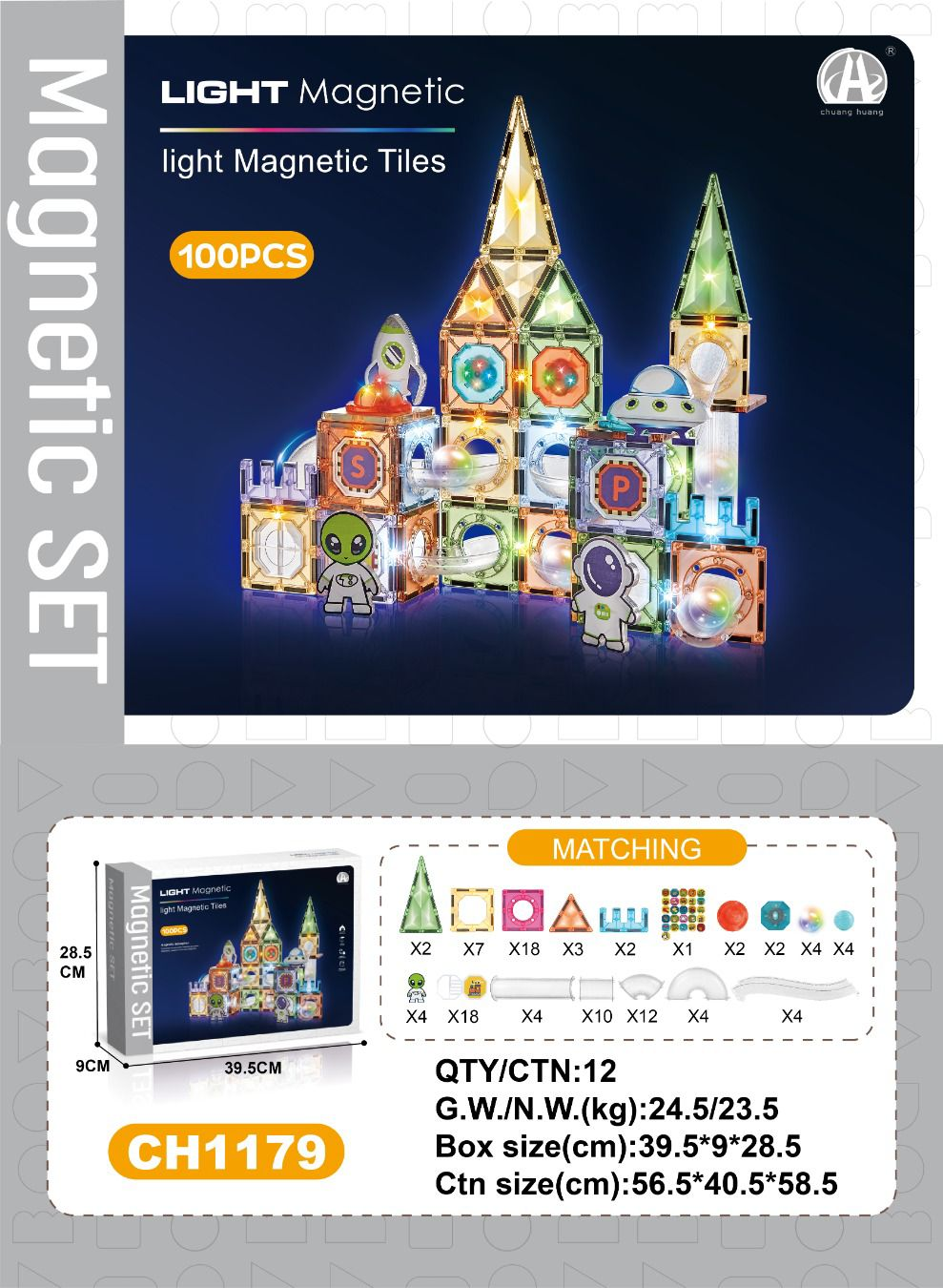 03-CH1179 7,5 CM MANYETİK BLOKLAR 100 PCS