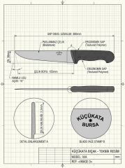 Küçükata Bursa No 2 Kemiksiz Bıçak Kemik Sıyırma Bıçağı No:2 (Çelik Boy 15,50 cm)