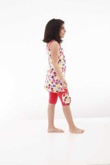 Emayo Kız Çocuk Yarı Tesettür Mayo Naz 4501 Nar Çiçeği (Kısa Kollu) 13-14 Yaş