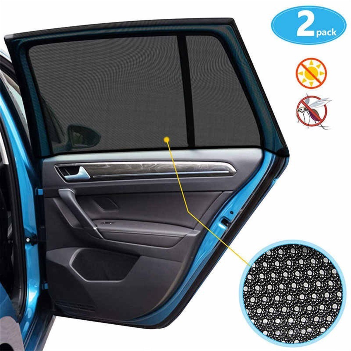 BUFFER® 2li Araba Yan Cam Güneşlik Araç Oto Sineklik Otombil Yan Cam Güneşlik