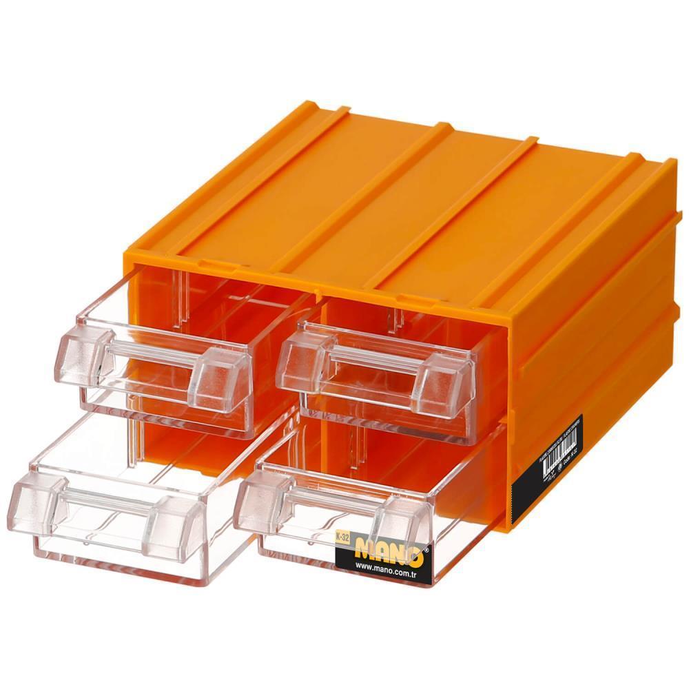 Mano K-32  Plastik Çekmeceli Sarı Kutu 110mm x 120mm x 62mm (40'lı Paket Halinde Satılır)